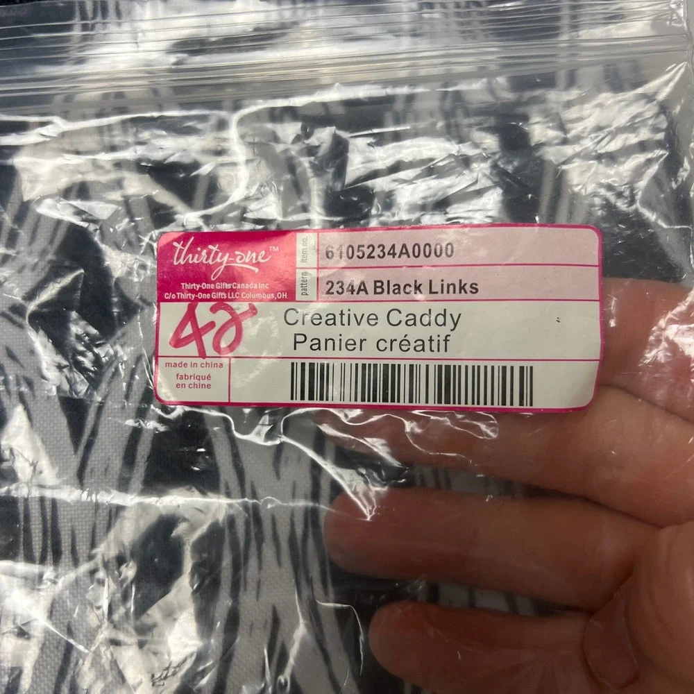 Thirty-One‎ Creative Caddy Tote Black Links I Heart Love 31 Monogrammed Utility